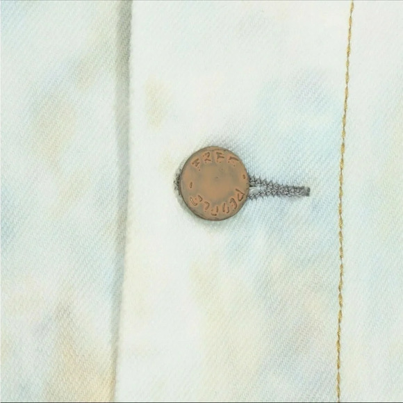 Free People White Multi Colored Tie Dye Denim Oversized Jacket - Picture 3 of 8